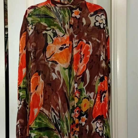 Newports News Sheer Floral Print Blouse Sz XL - Picture 4 of 5